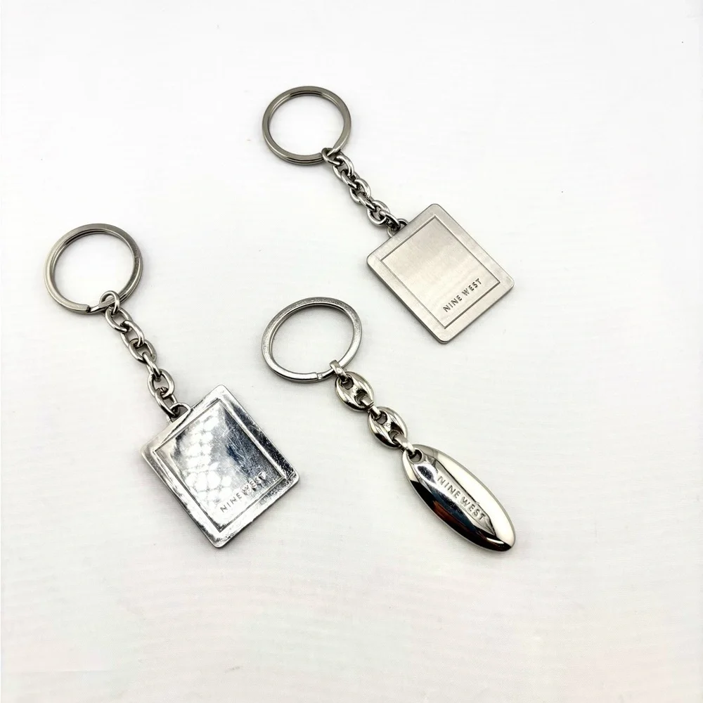 Nine West Silver Tone Logo Keychain Bundle - Lot of 3